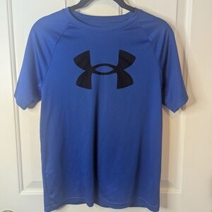 Youth Under Armour Royal Blue Heatgear Short Sleeve Loose T Shirt, Size L
